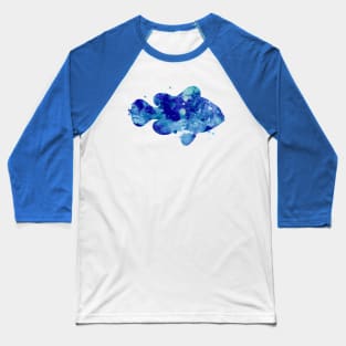 Blue Clown Fish Watercolor Painting Baseball T-Shirt